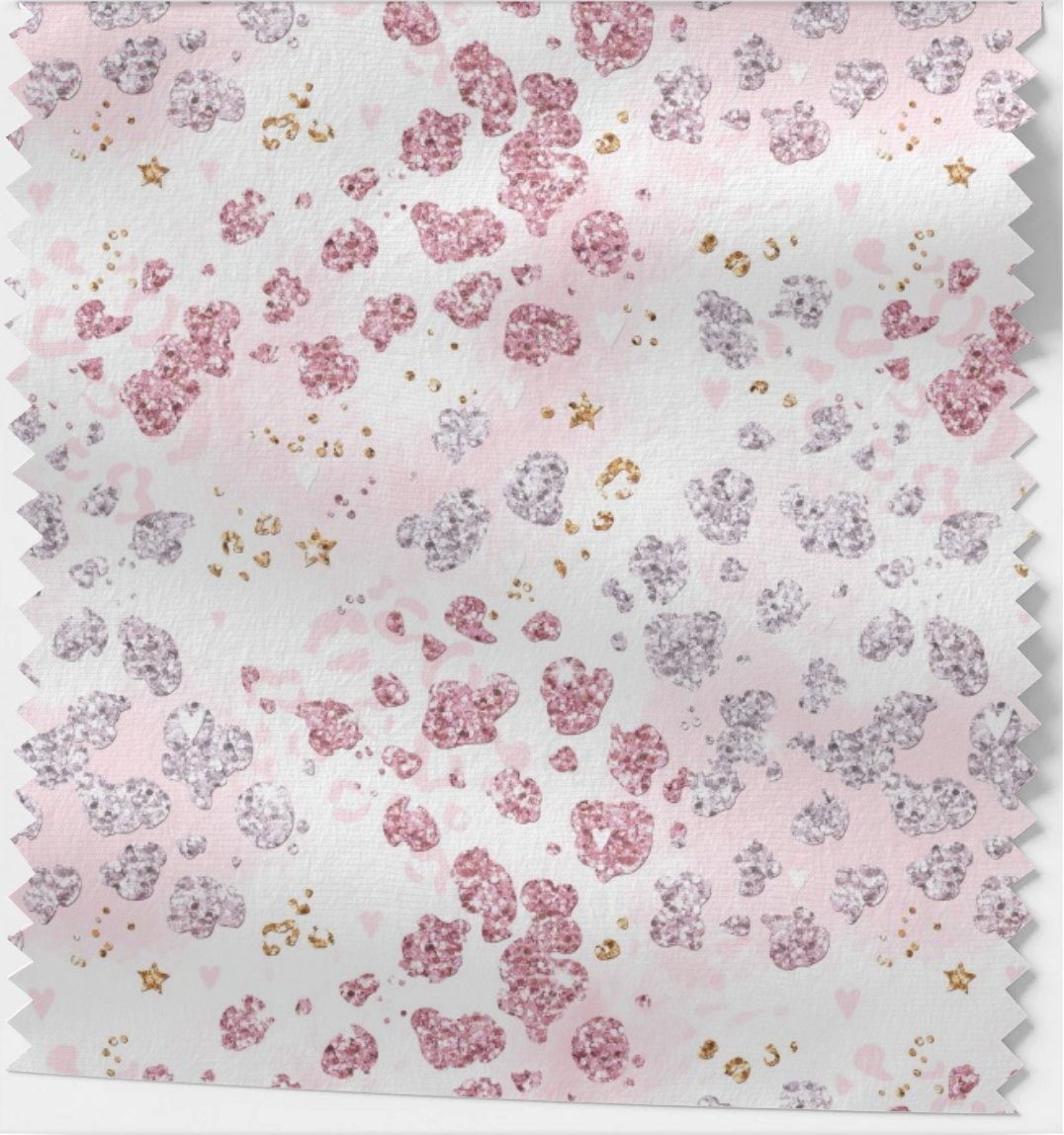 Pink & Silver Glitter dots - French Terry