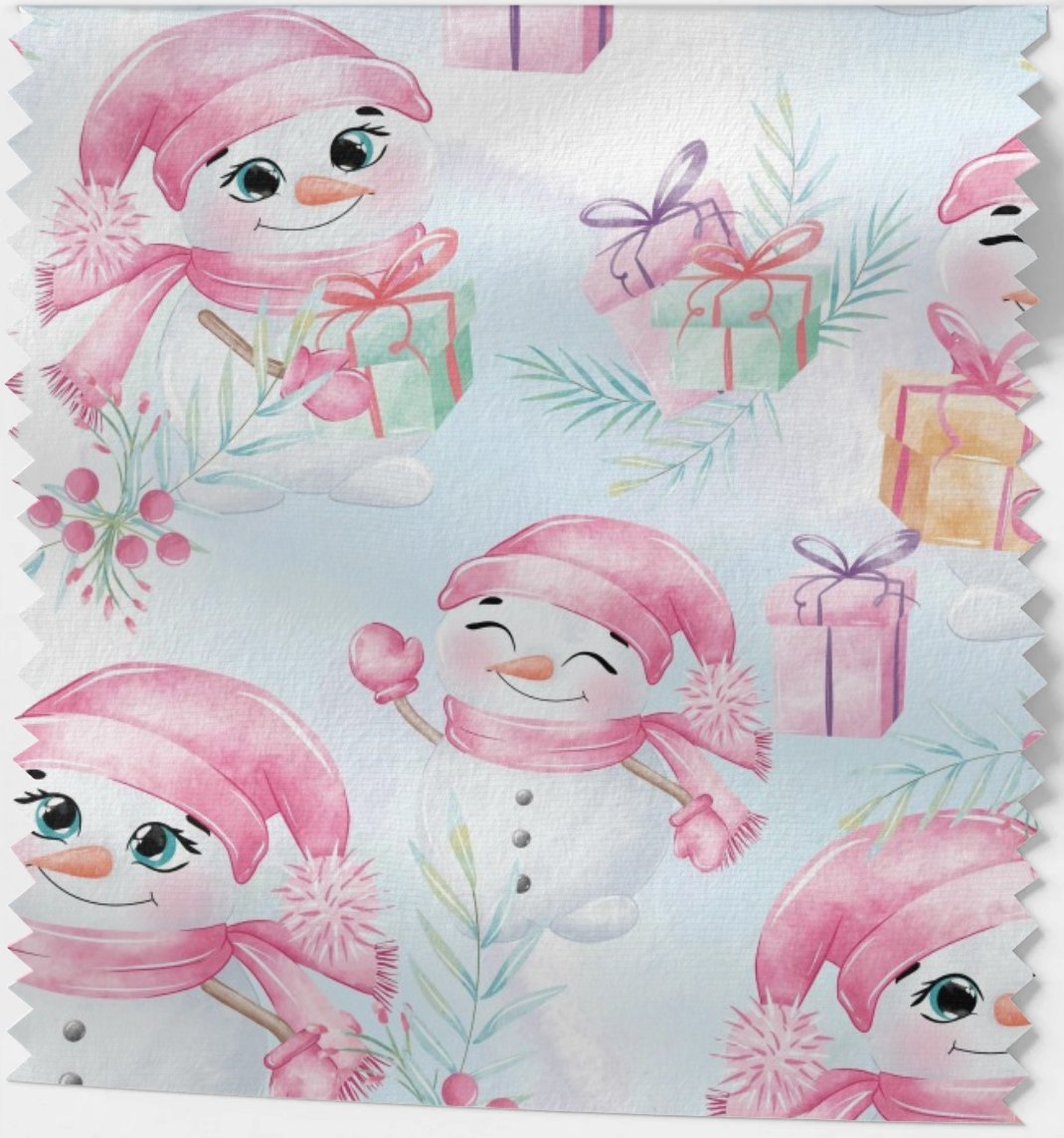 Pink Snowman - vevd bomull