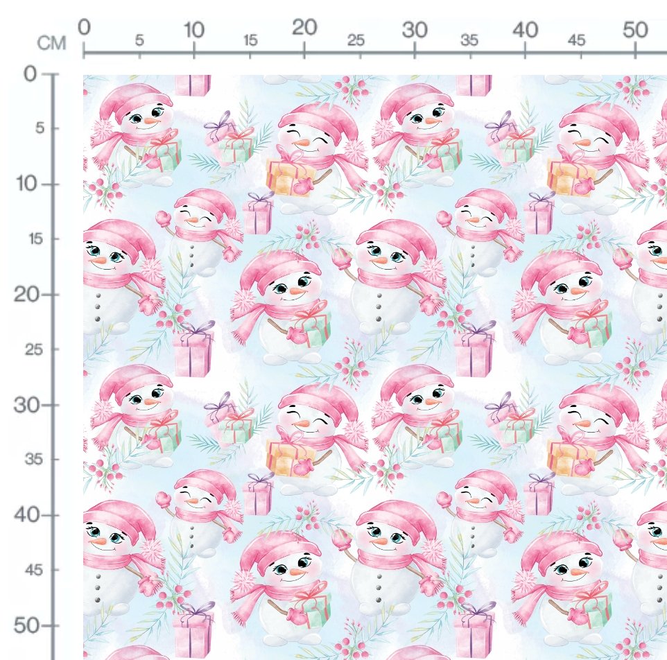 Pink Snowman - vevd bomull