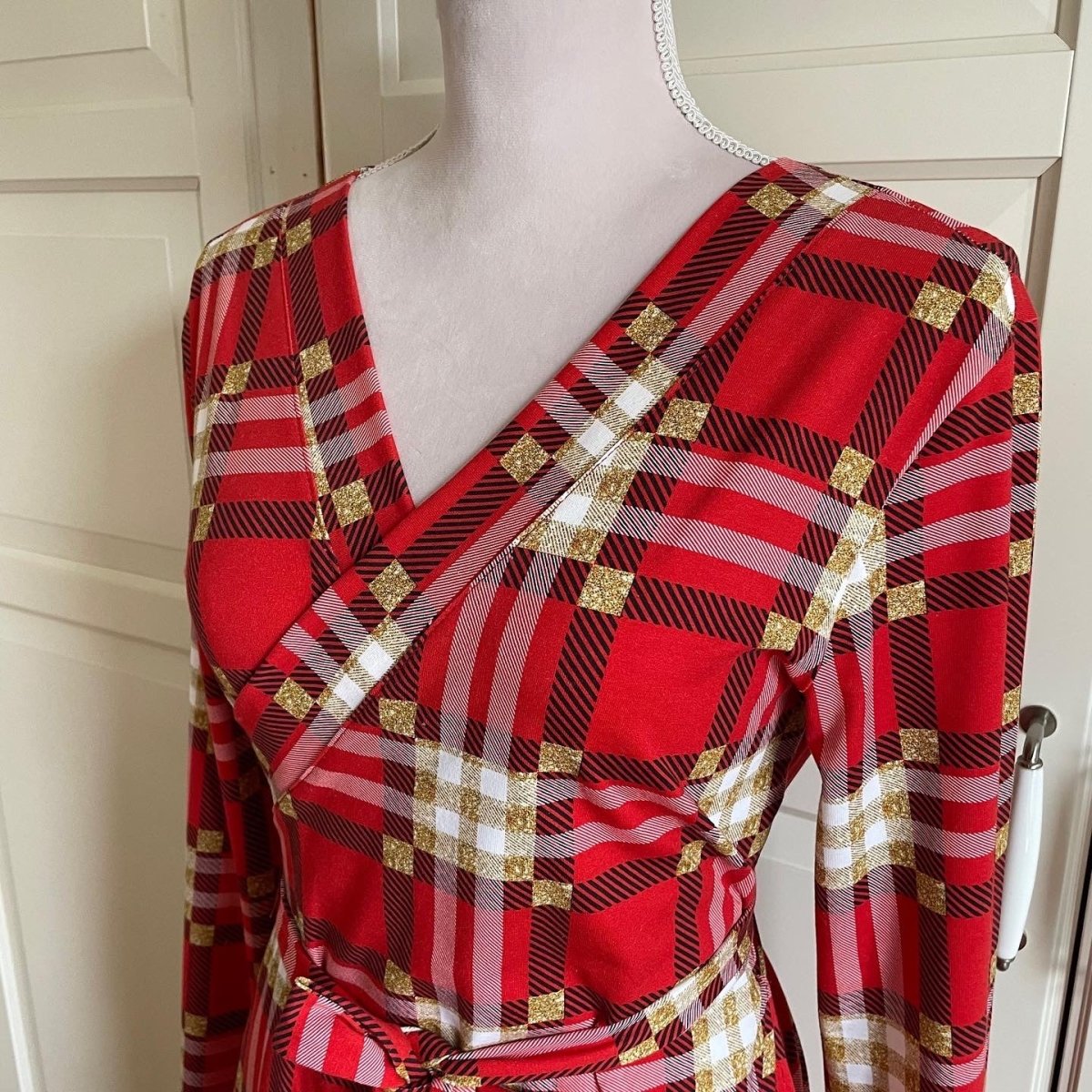 dame jersey - Plaid ruter - metallisk