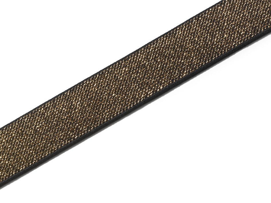 Prym Color Elastic 25 mm black/gold - hel pakke 7m