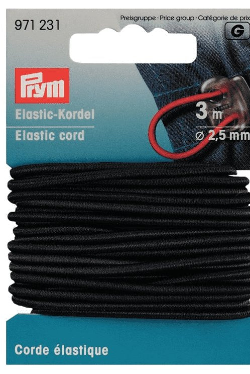 Prym Elastisk strikk – 2,5mm svart