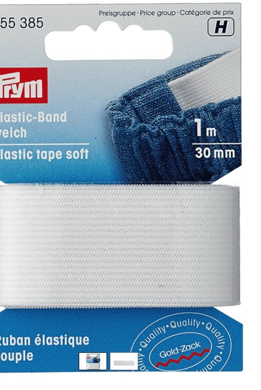Prym Elastisk strikk – Soft – 30 mm. hvit 1 mtr.