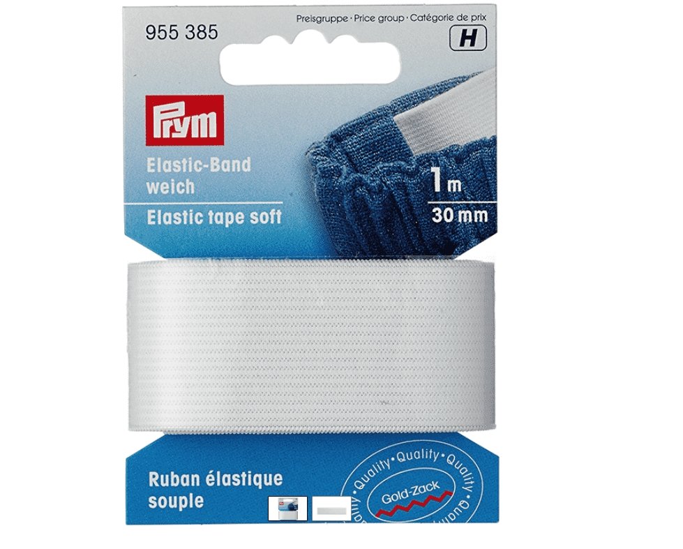 Prym Elastisk strikk – Soft – 30 mm. hvit 1 mtr.