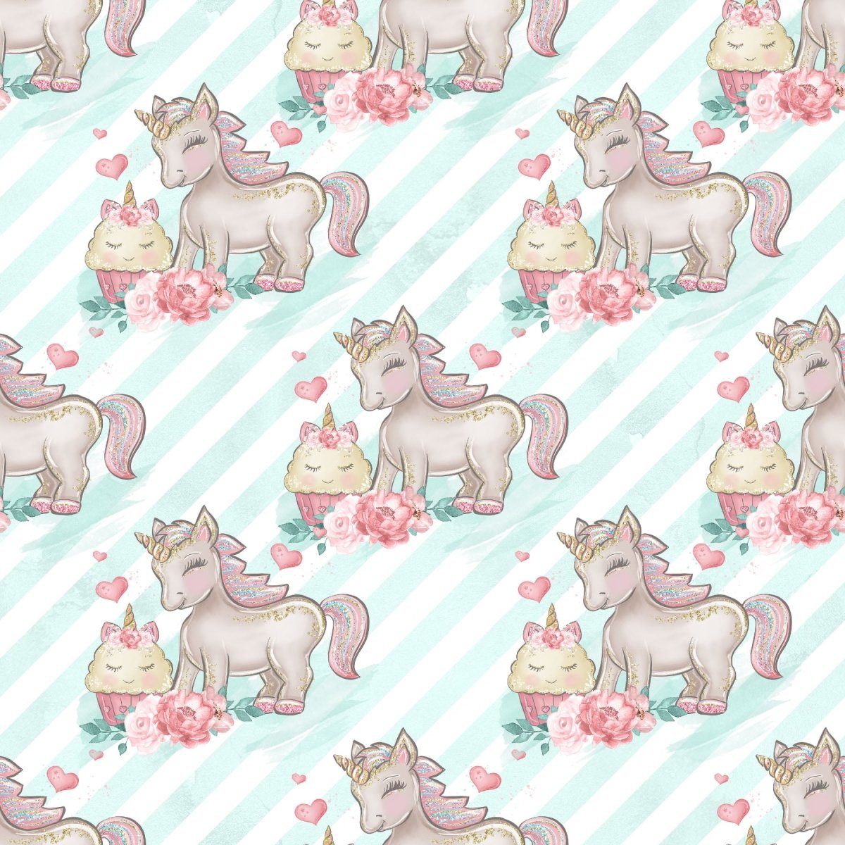 Unicorn & cupcakes green & white stripes - Jersey