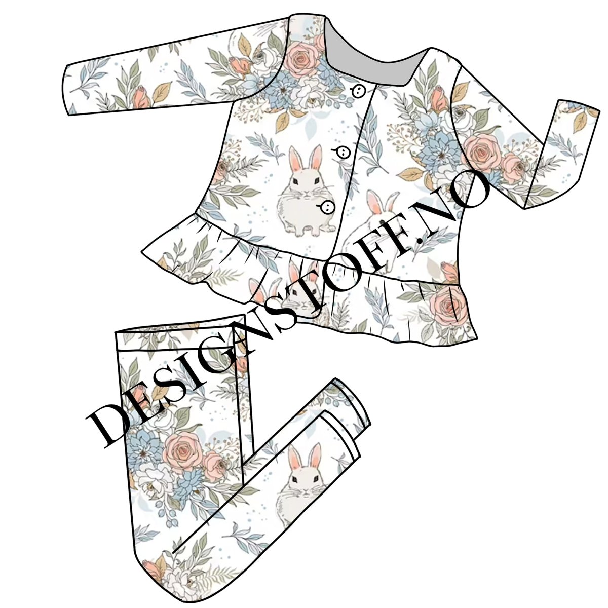 VEVD BOMULL - GARDEN BUNNIES WHITE - TYGDRØMMAR