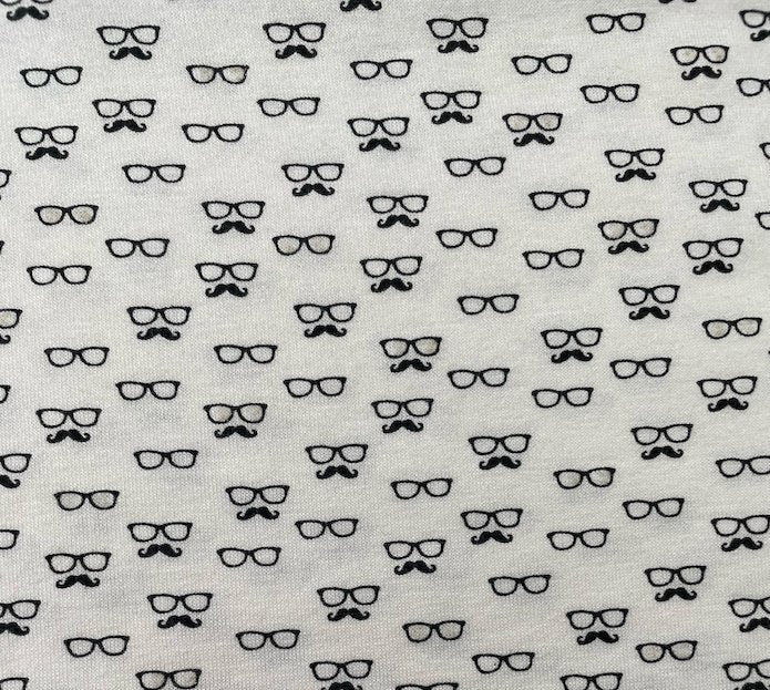 Viskosejersey Moustache & Glasses