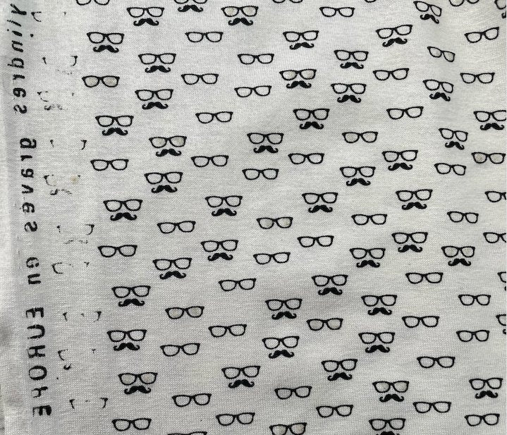 Viskosejersey Moustache & Glasses