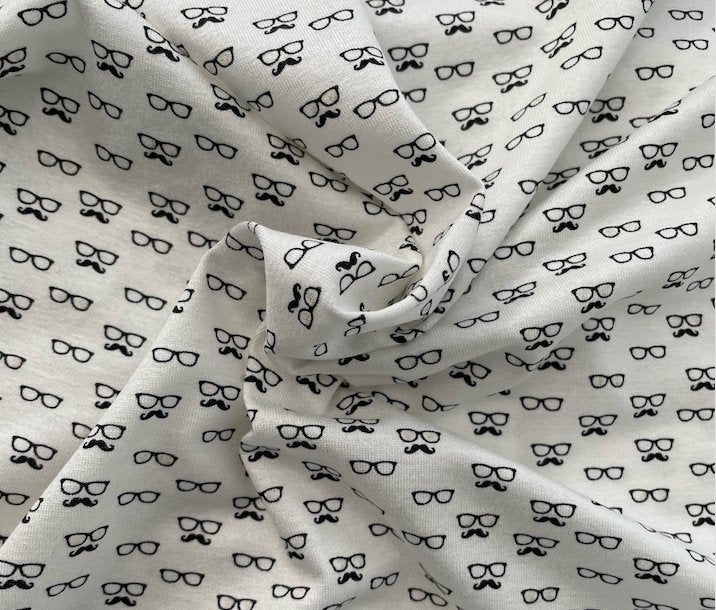 Viskosejersey Moustache & Glasses