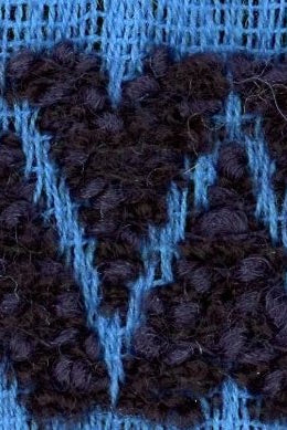 Blå & Svart ullblandings med Zigzag mønster