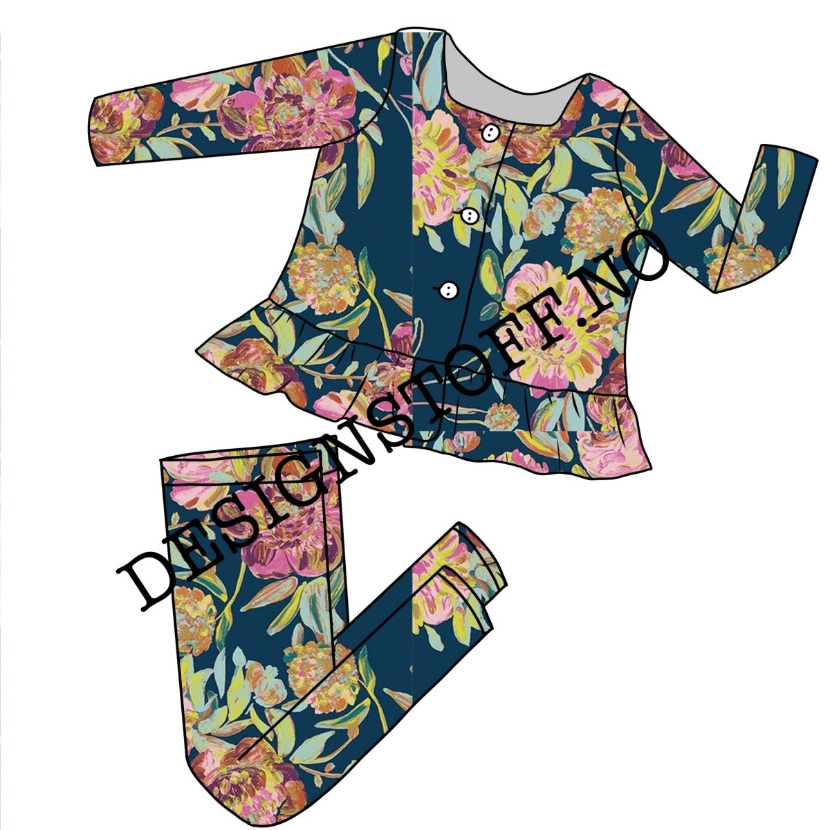 Bomullsjersey blomster Art Gallery Fabrics - Prima Flora Colorato økologisk stoff