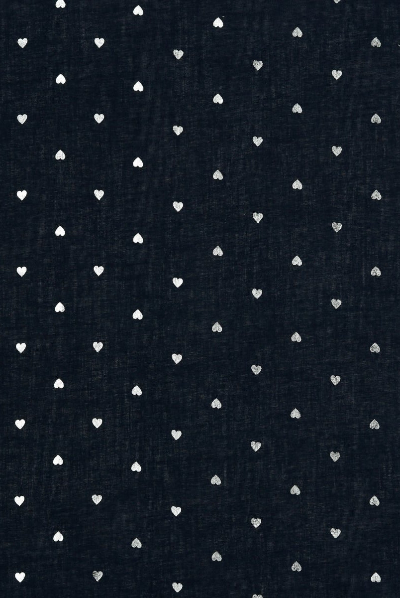 Cotton Foil Hearts - Navy