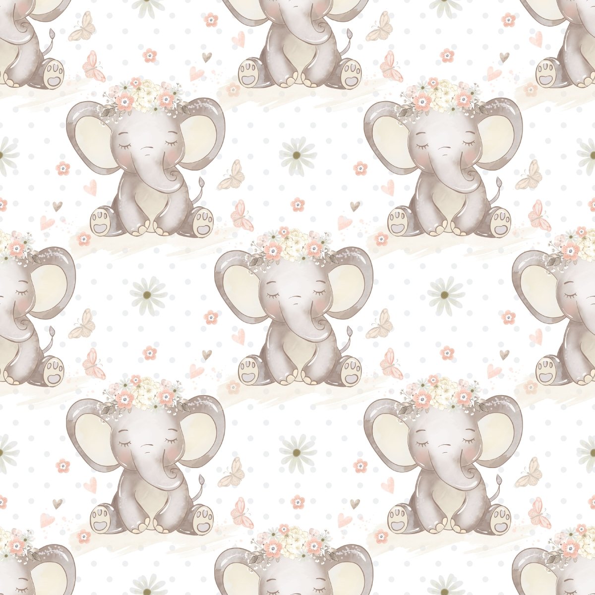 Cute Elephant Pink & white - Jersey