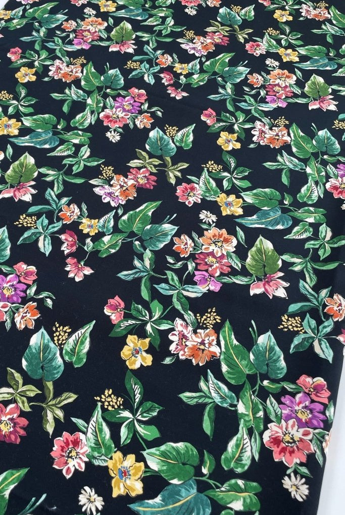 Flowers on shades of black cotton