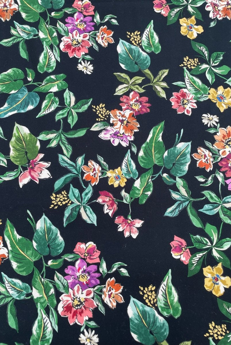 Flowers on shades of black cotton