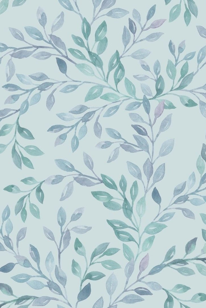 French Terry Leaves - Light Blue