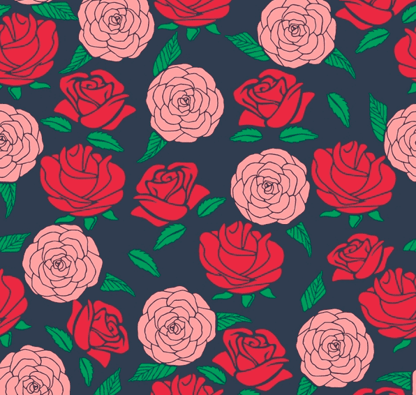 Mønstret Jacquard Økologisk - Cozy Jungle - Blomster Brinarina rød og rosa