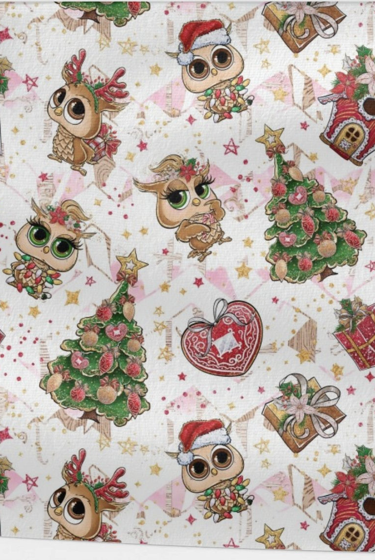 Owly Christmas white & pink - Jersey