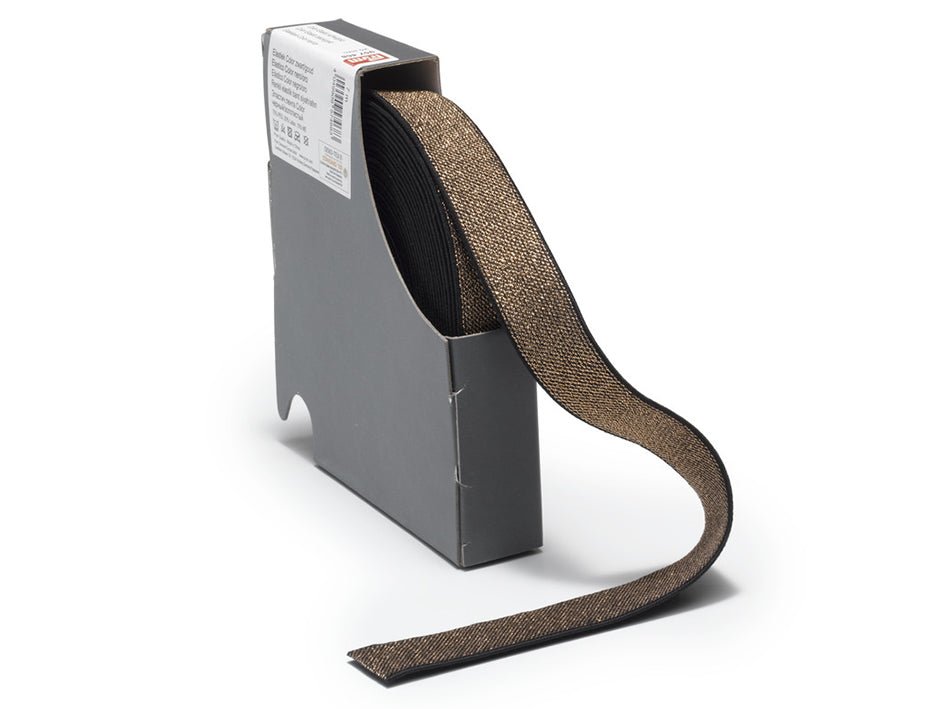 Prym Color Elastic 25 mm black/gold - hel pakke 7m