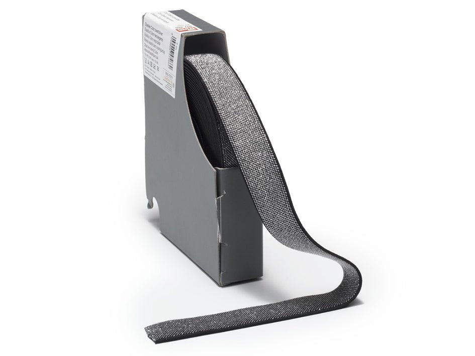 Prym Color Elastic 25 mm black/silver - hel pakke 7m