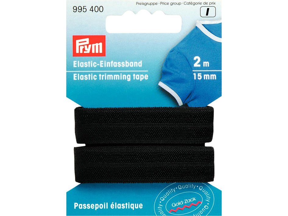 Prym Elastic trimming tape – 15mm Sort
