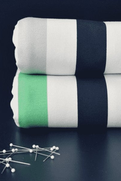 Stripes Dark Blue & Green - økologisk jersey Joseli Design