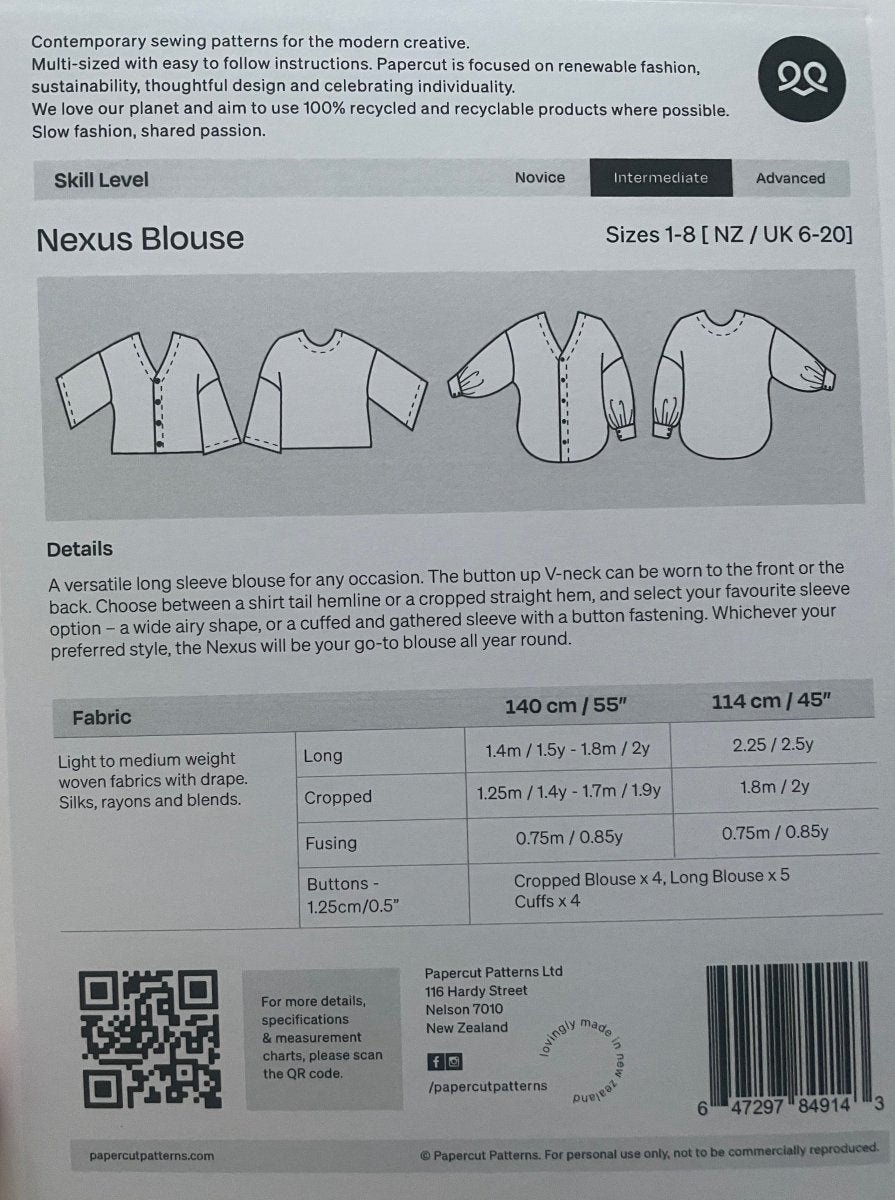 Symønster - Nexus Blouse - Papercut Patterns