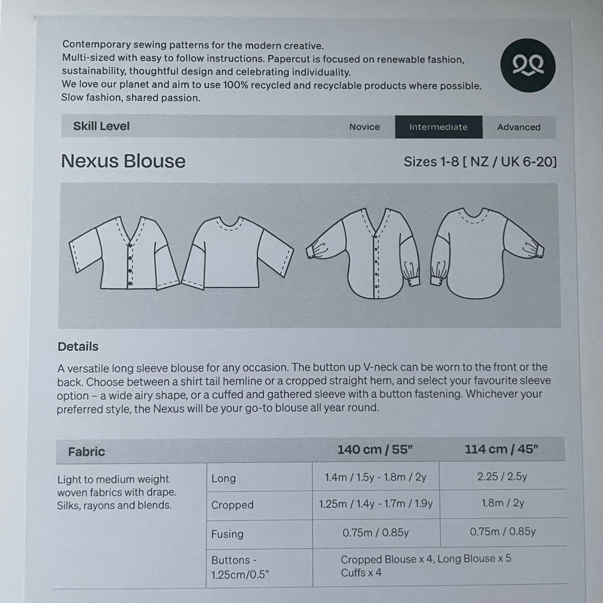 Symønster - Nexus Blouse - Papercut Patterns